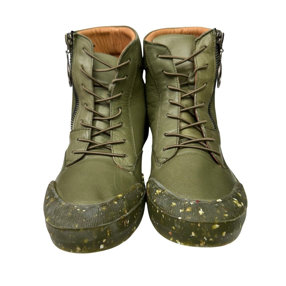 Women’s 8.5 Sheridan Mia Leather Side Zip Ankle Boots - Alba - Dark Olive
